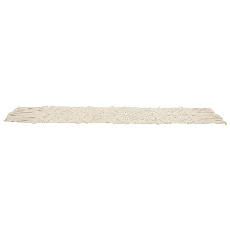 ABXF-Macrame Table Runner,Boho Wedding Table Decoration,Vintage Farmhouse And Bohemian Dining Room Style, Beige White