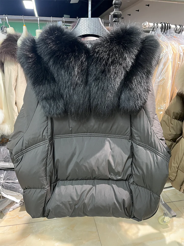 سترات نسائية شتوية دافئة غير رسمية سترات من فراء الثعلب الحقيقي معاطف نسائية خارجية سميكة سترات منتفخة