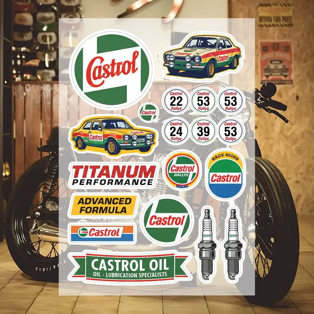 Vintage Rally Race Car Number Motor Oil Rally Decal Stickers Decals Vinyl for Motorcycle Helmet Car Bike Scooter Laptop Decor