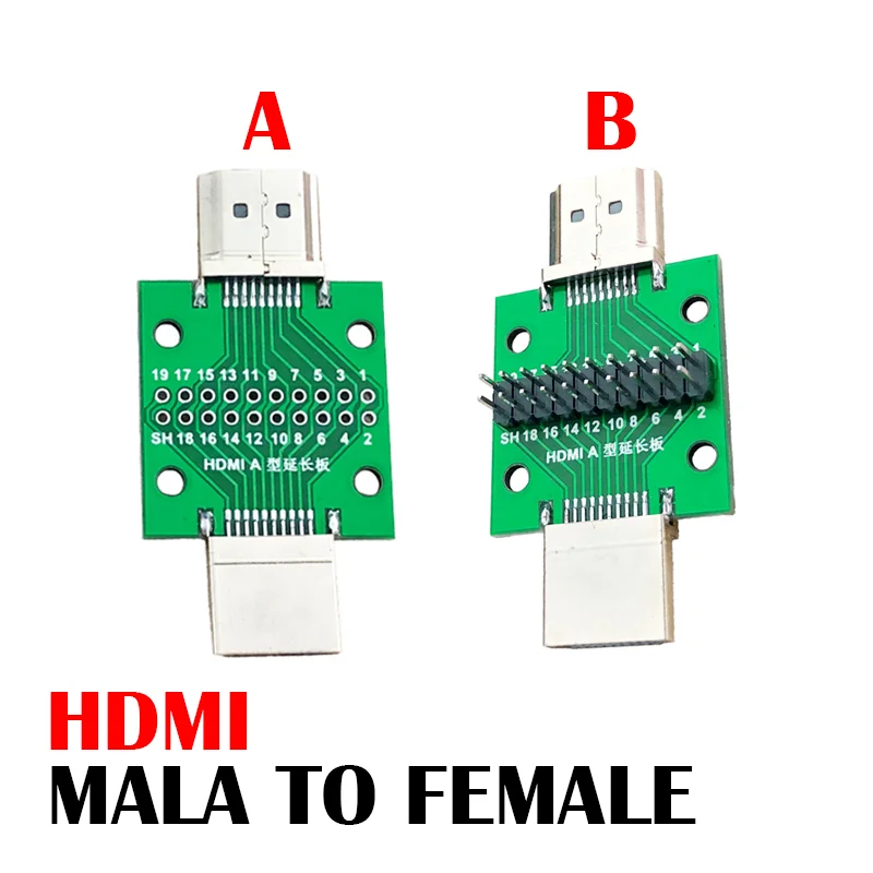 HDMI Type A Clamp-on M/F & M/M & F/F to 2.54mm DIP HD Interface Test & Adapter Board 19P/20PIN