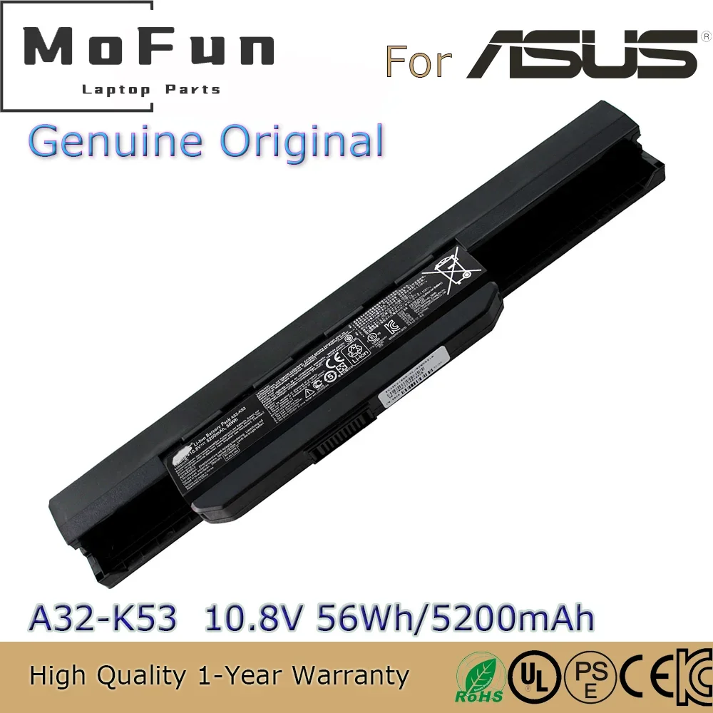 

Brand New Original A32-K53 10.8V 5200mAh Notebook Battery for Asus A43SV K43S A53 K53B K53E K53SJ K53SD K53U K54LY