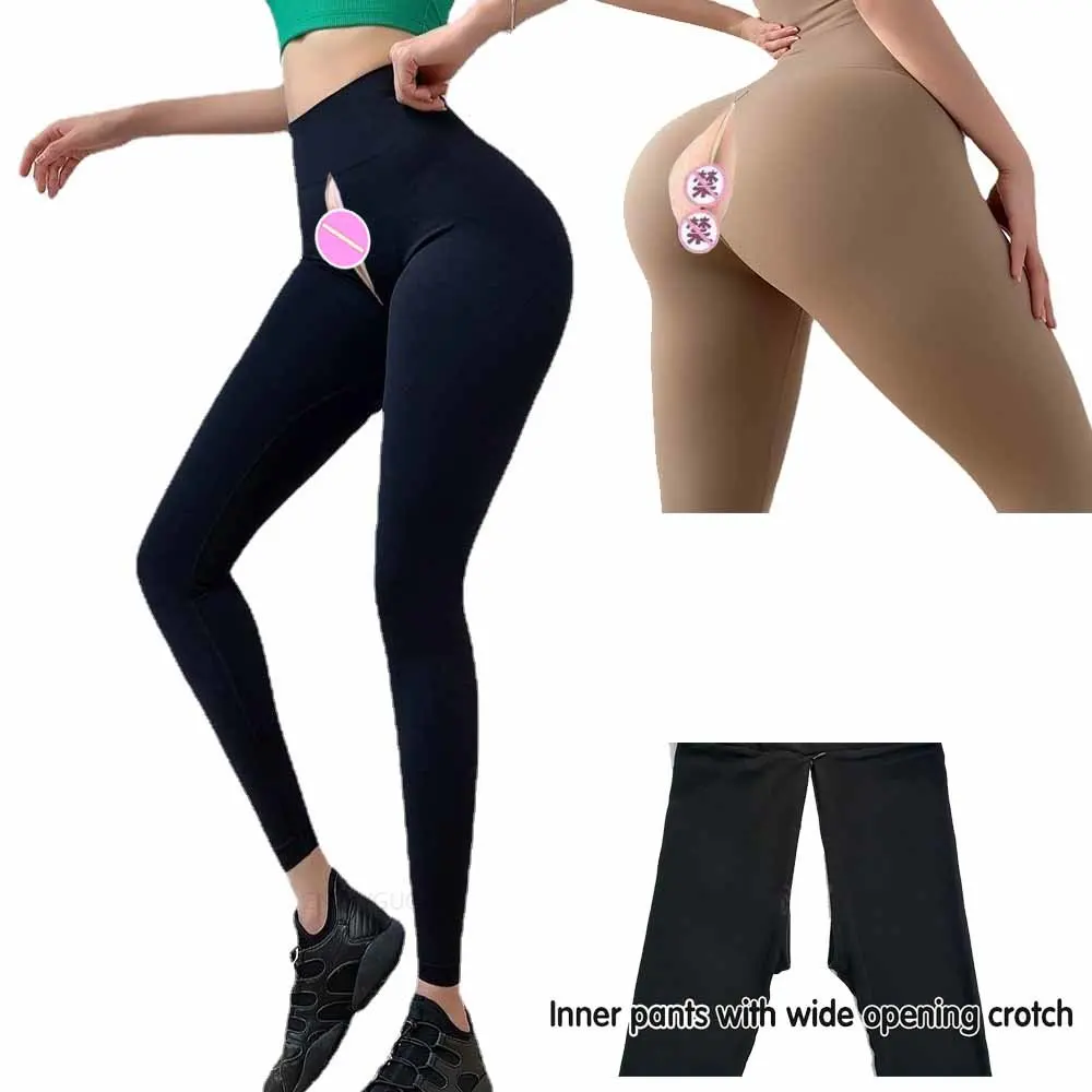 

Yoga Pants Women's Invisible Zipper Open Crotch Pants High Waist Tight Trousers Stretch Peach Hip Pants Outdoor Sport Convenient