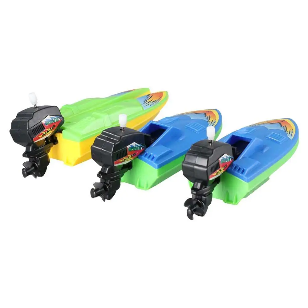 Kids Playing Float In Water Bathtub Shower Speed Boat Ship Small Steamboat Clockwork Toys Wind Up Toy