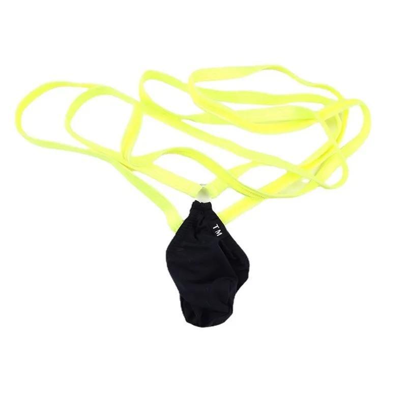 

Men's Color Block Harness Thong, Halter Neck T-back Underwear with Thin Straps