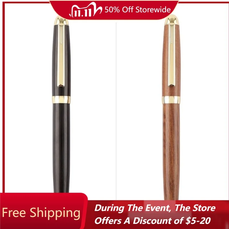 

Латунная деревянная шариковая ручка, быстросохнущая, черная, 0,5 мм, сменный блок, милые канцелярские принадлежности, идеально подходящие для начинающих художников, идеальный подарок для мужчин, ручки