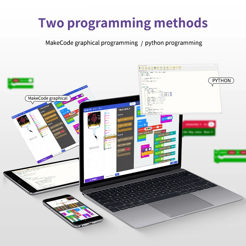 Imagem -05 - Kit Robótica Microbit para Crianças Faça Você Mesmo Montado Sensor Eletrônico Brinquedo Programável Suporta Programação Python 21 em 1