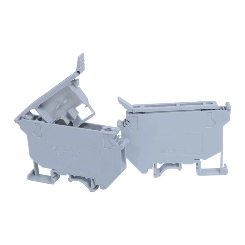 10PCS UK5-HESI UK5RD 4mm2 DIN Rail Screw Clamp Terminal Blocks Connector UK Series And R055 Ceramics Fuse Accessory
