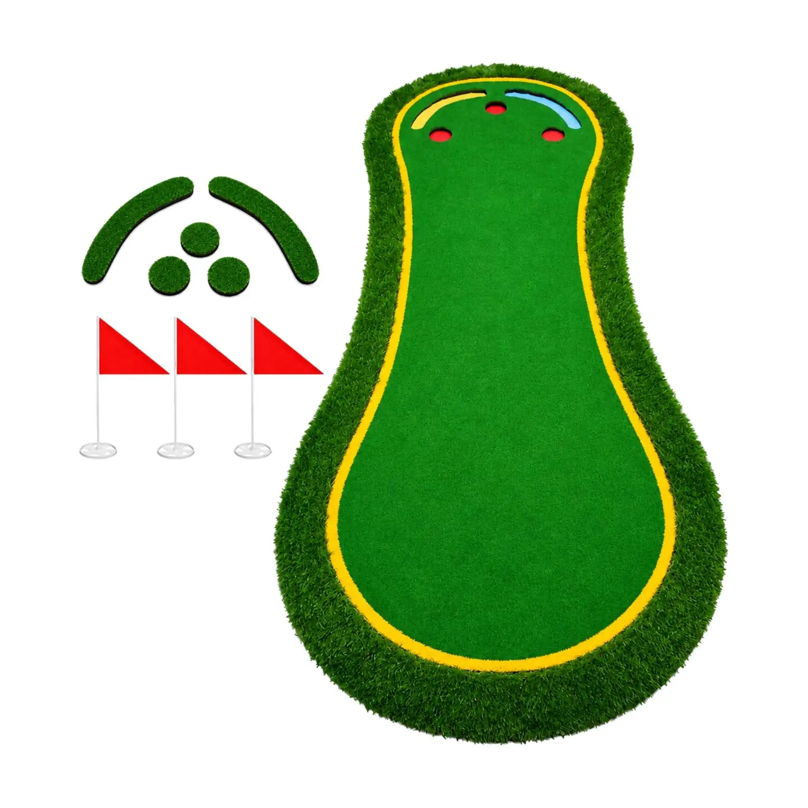 Indoor Golf Putting Practice Pad with Three Holes Big Foot Shape EVA Turf Mat for Training Aid