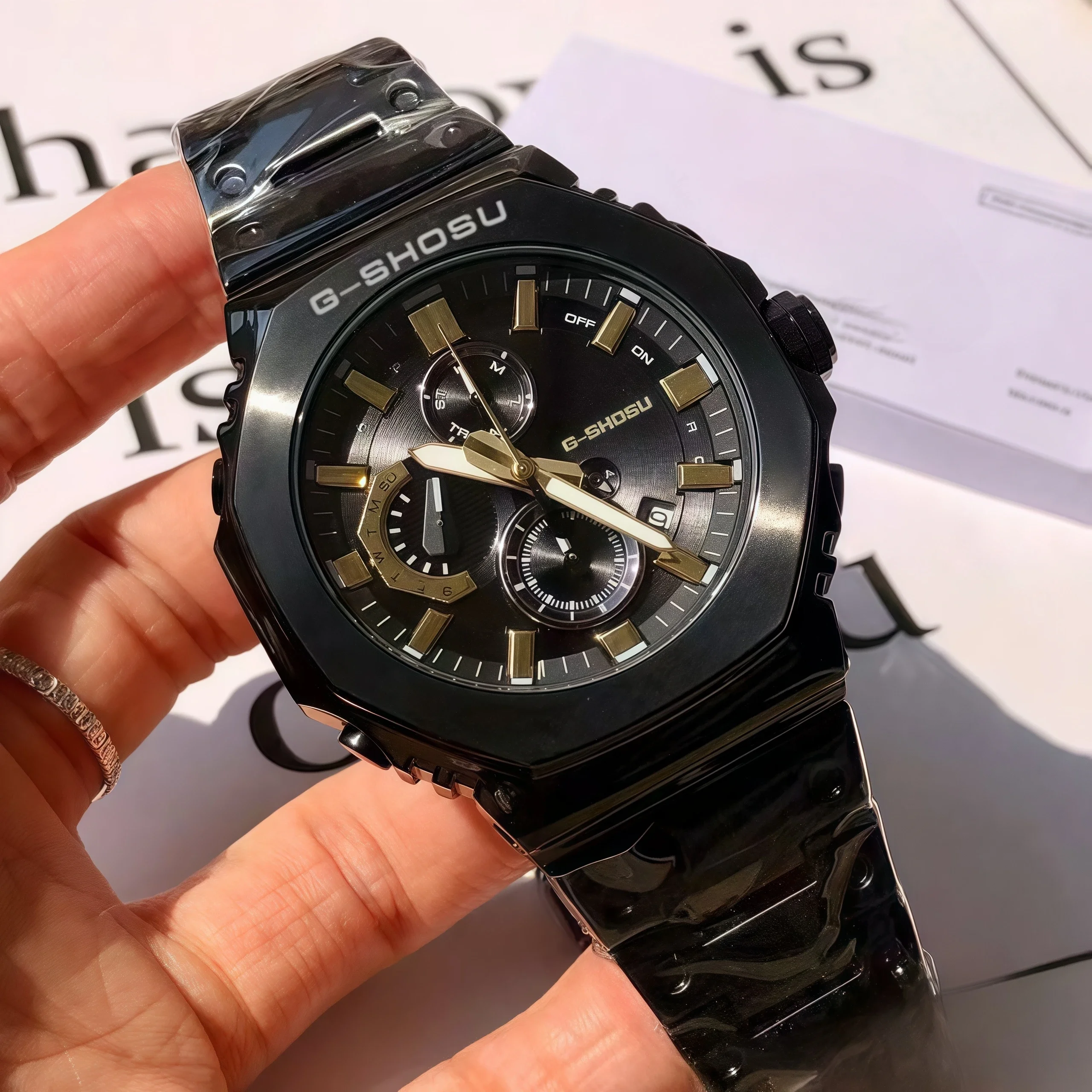 Orologio sportivo unisex al quarzo GMC World Time Acciaio inossidabile Quadrante grande Bussola Tutte le lancette Serie operativa 170g