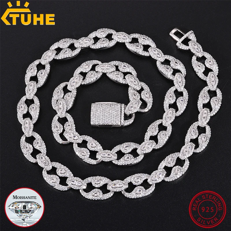 

New 925 Silver Chains Original Certified for Man Women Luxury Eyes Moissanite Diamond Necklace 18k Gold Jewelry Packaging Gift