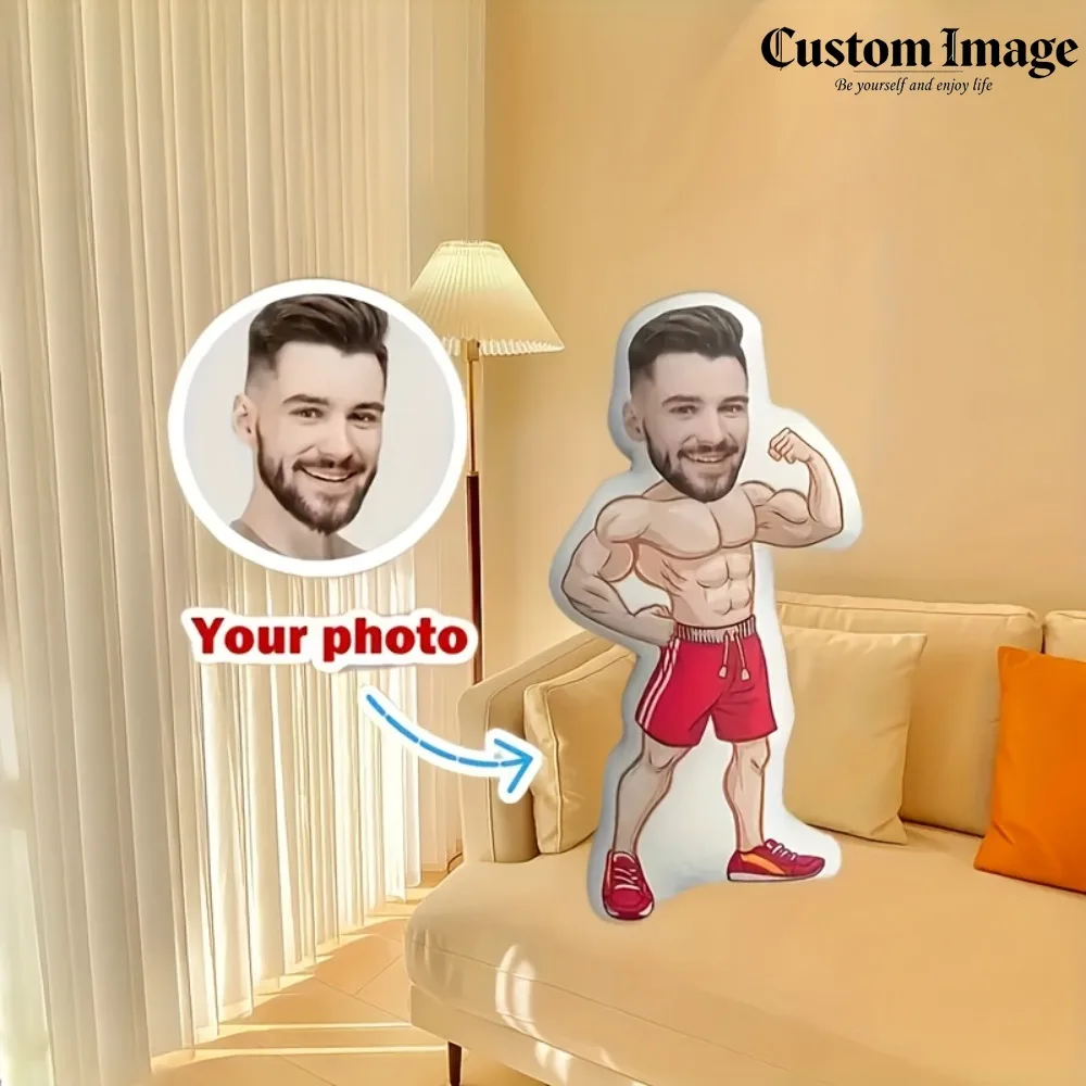 

Funny Custom Muscle Pillow, Personalized Photo Face Design, Cute Unique Surprise Gift for Couples and Friends