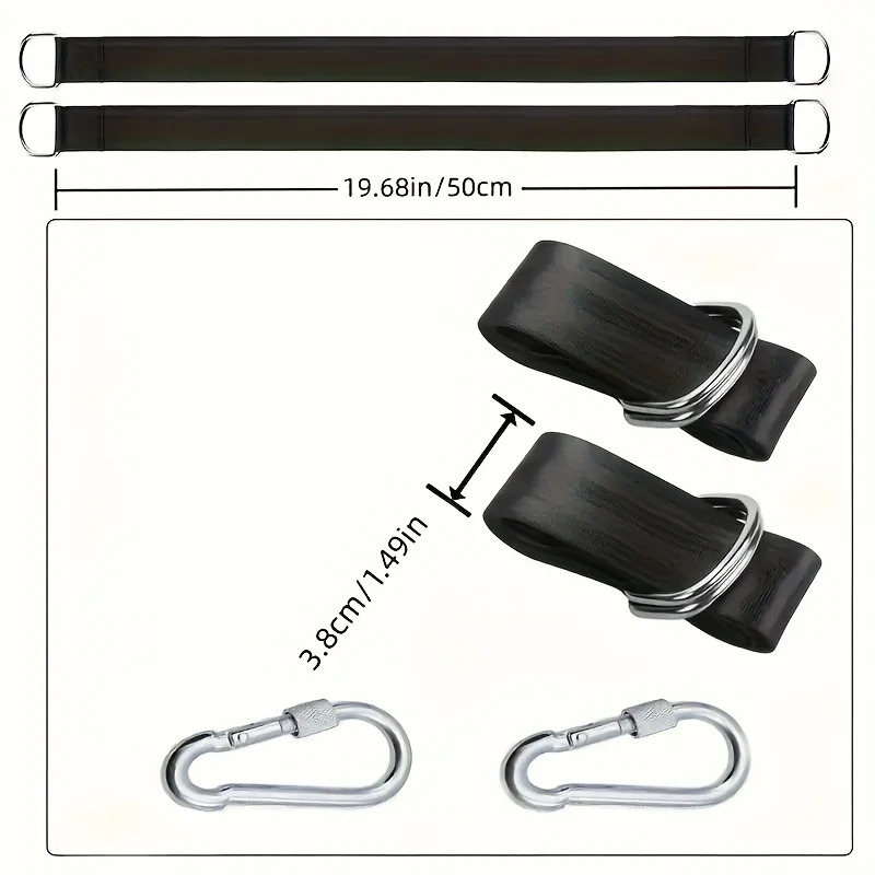 Heavy Camping Hammock Sling Set with Two Safety Latches and Tree Swing Sling Set