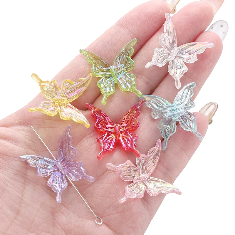 20Pcs Acrylic Clear AB Color Butterfly Beads Loose Spacer Beads Charms For Crafts DIY Necklace Bracelet Jewelry Making Materials