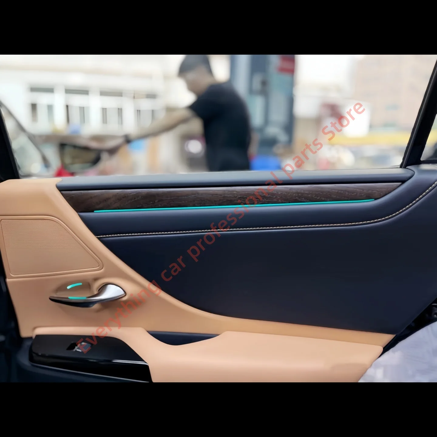 سيارة LED الضوء المحيط لكزس ES الخشب الحبوب لوحة داخلية 64 لون أضواء الباب تعديل الغلاف الجوي زر APP التحكم #6