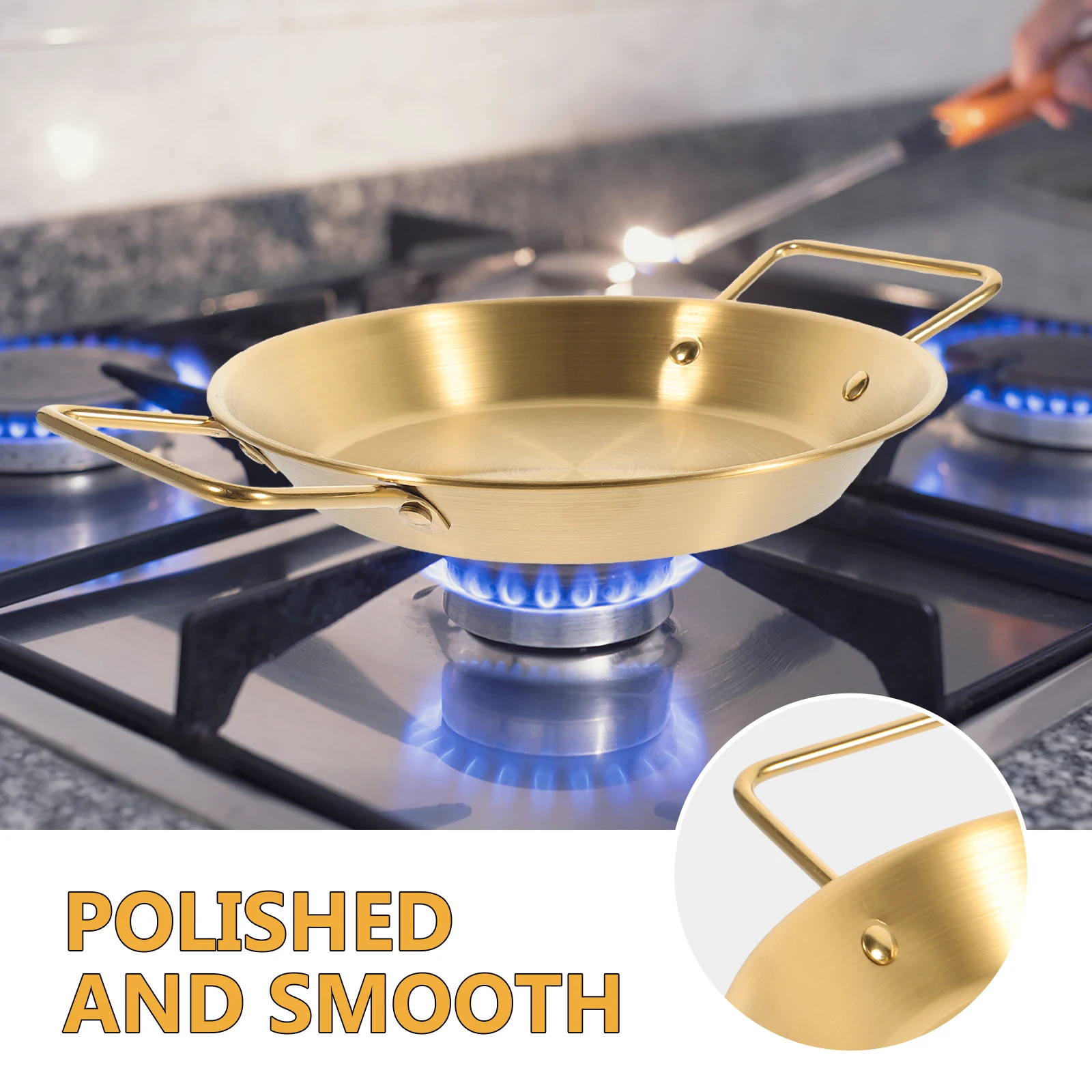 

Stainless Steel Pan 20cm Golden Binaural Frying Pan Non stick Saucepan Low edge Fried Griddle Even Heat Cooking Kitchen