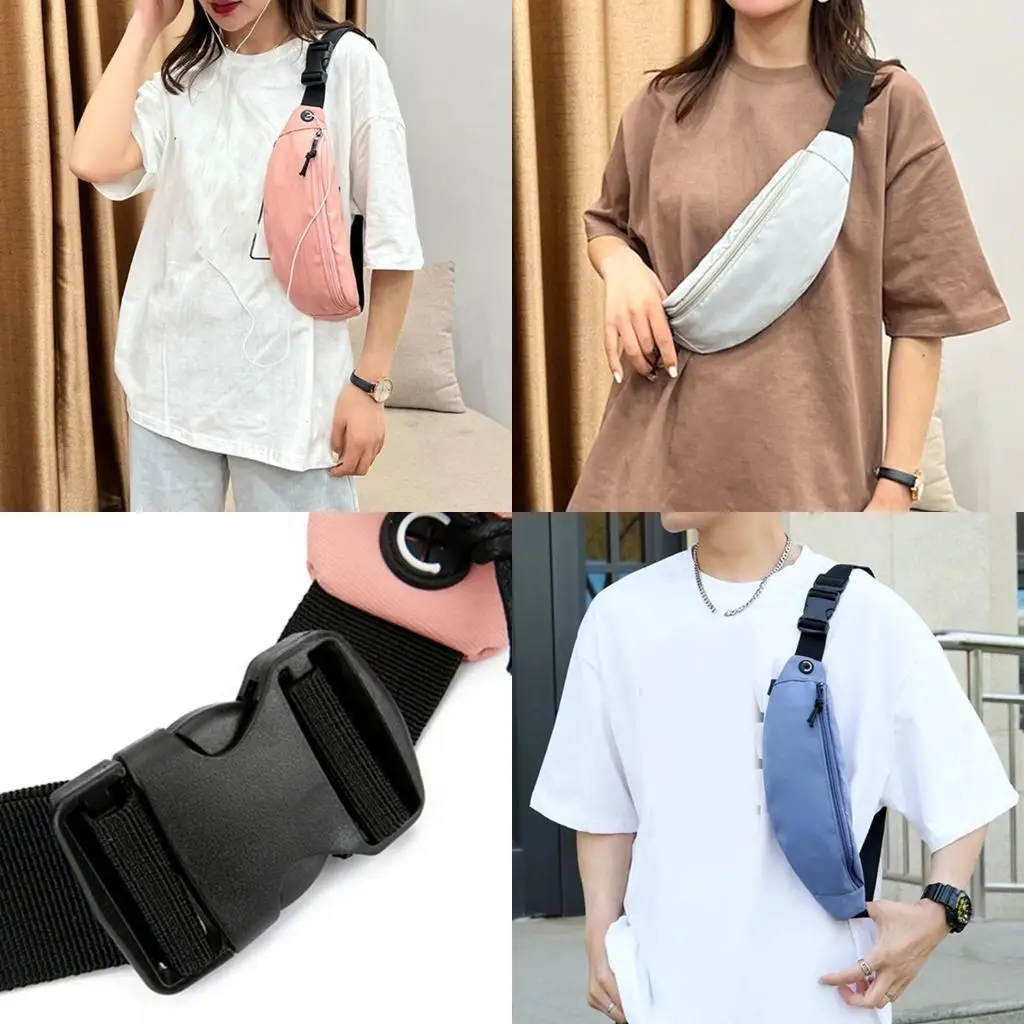 

D46D Bum Bag Waist Bags Running Belt with Headphone and Zipper Pockets Adjustable Straps for Hiking Sports Travel