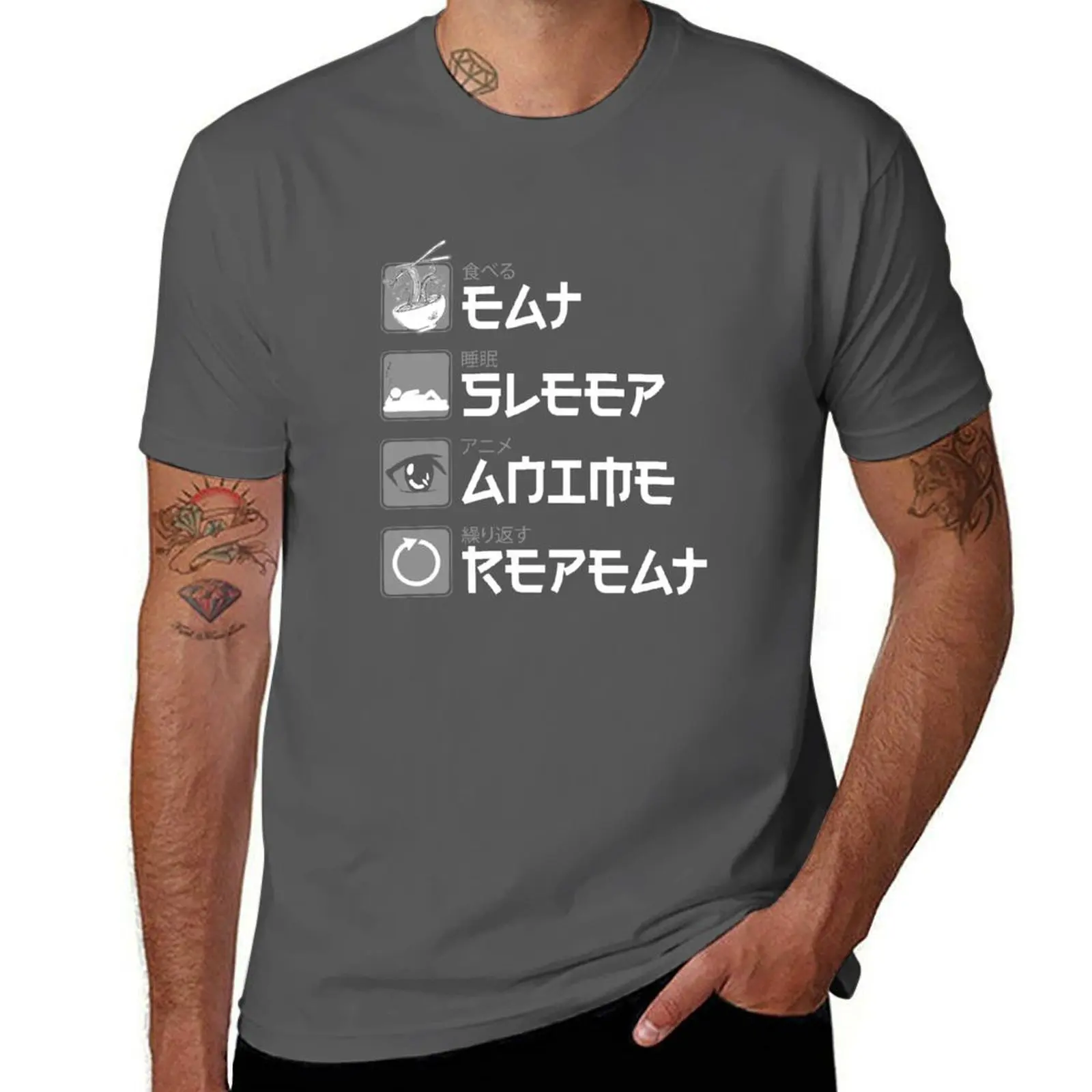 

Japanese Manga Reading Lover Eat Comic Otaku Sleep Repeat Anime Anime T-Shirt Halloween Casual T-Shirt