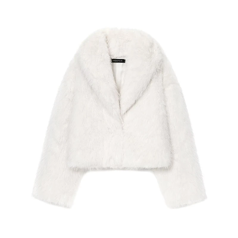 

Willshela Women Fashion White Faux Fur Hidden Breasted Coats Vintage Lapel Neck Long Sleeves Female Chic Lady Outfits