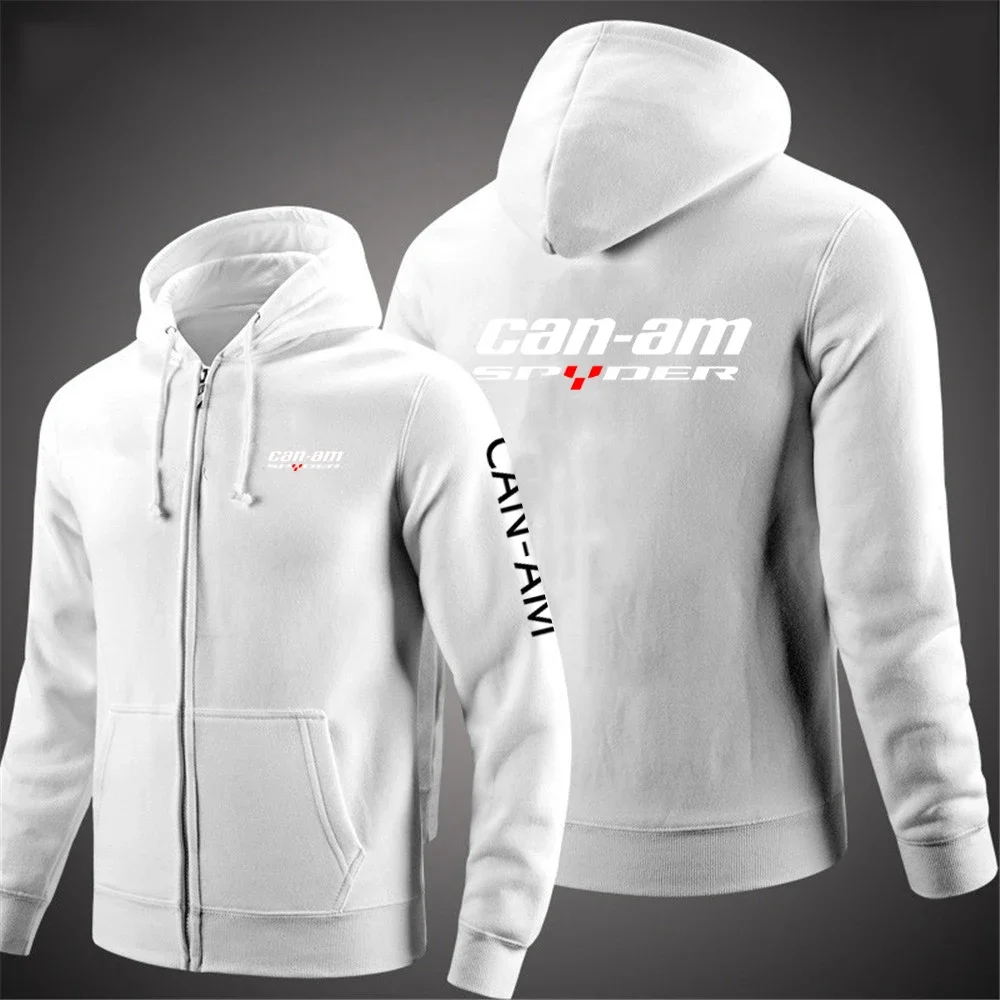 Can Am Spyder Motorcycles Men\'s New Print Solid Color Zipper Long Sleeve Jackets Fashion Casual Sweatshirt Hoodie Pullover Tops