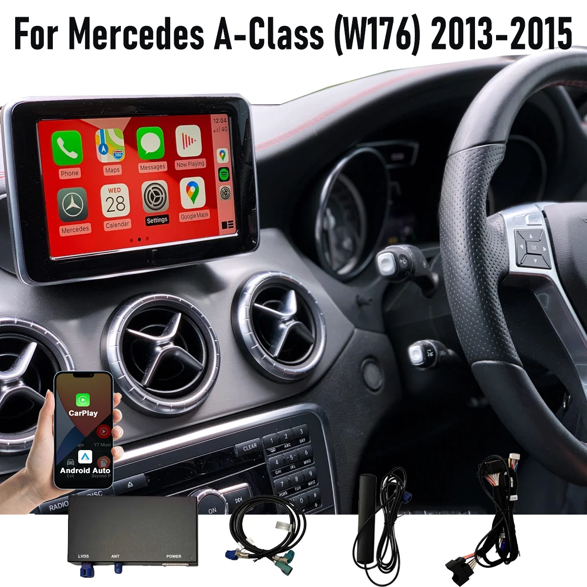 

Wireless CarPlay Android Auto For Mercedes A-Class (W176) 2013-2015 NTG4.5/4.7 NTG5.0 with Mirror Link AirPlay Car Play
