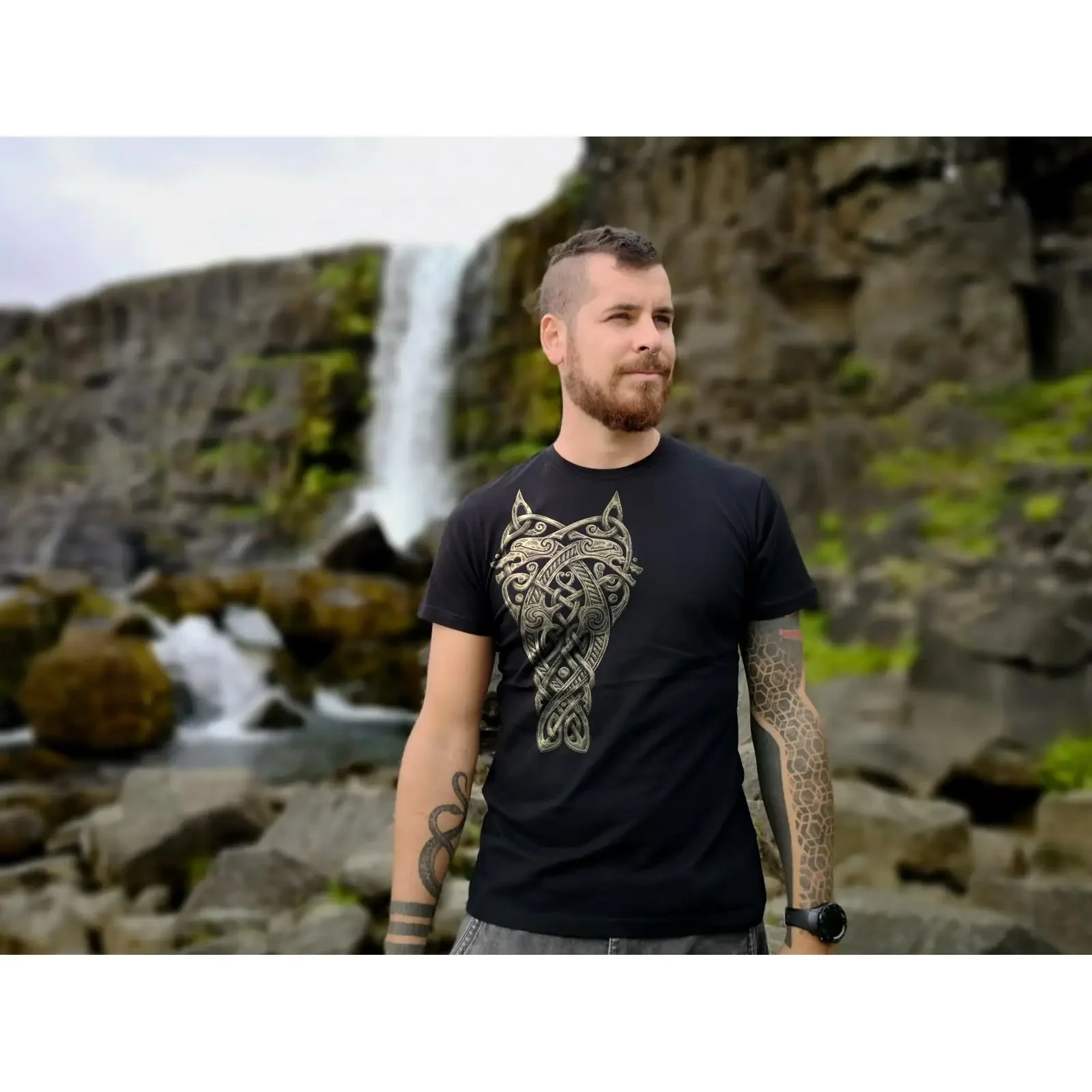 Coppergate Beasts T Shirt Anglo Saxon Helmet Knotwork Organic Cotton vintage Washed Soft designer clothes Unisex Breathable