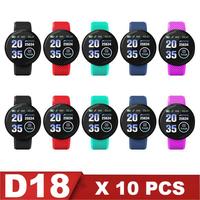 Wholesale 10PCS D18 Smart Watch Mixed Color USB Charging Sports Heart Rate Monitor Fashion Bracelet of Men for All Smartphone