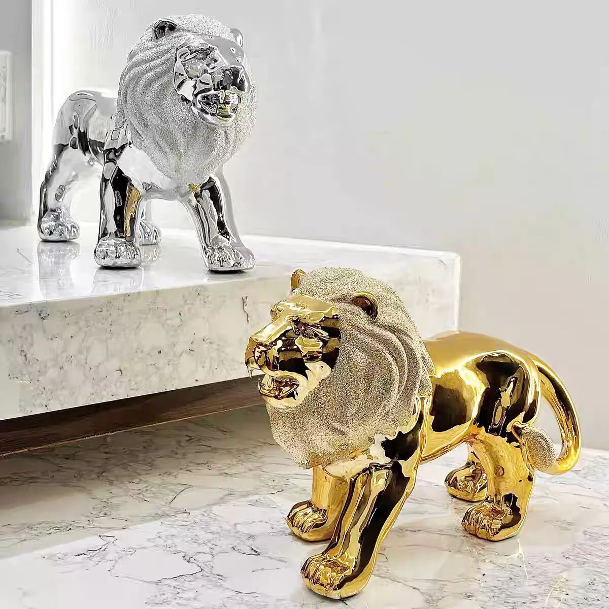

Oriental Lion Ceramic Ornament Light Luxury High end Household Hall Wine Cabinet Interior Decoration Office Desk Decoration Orna