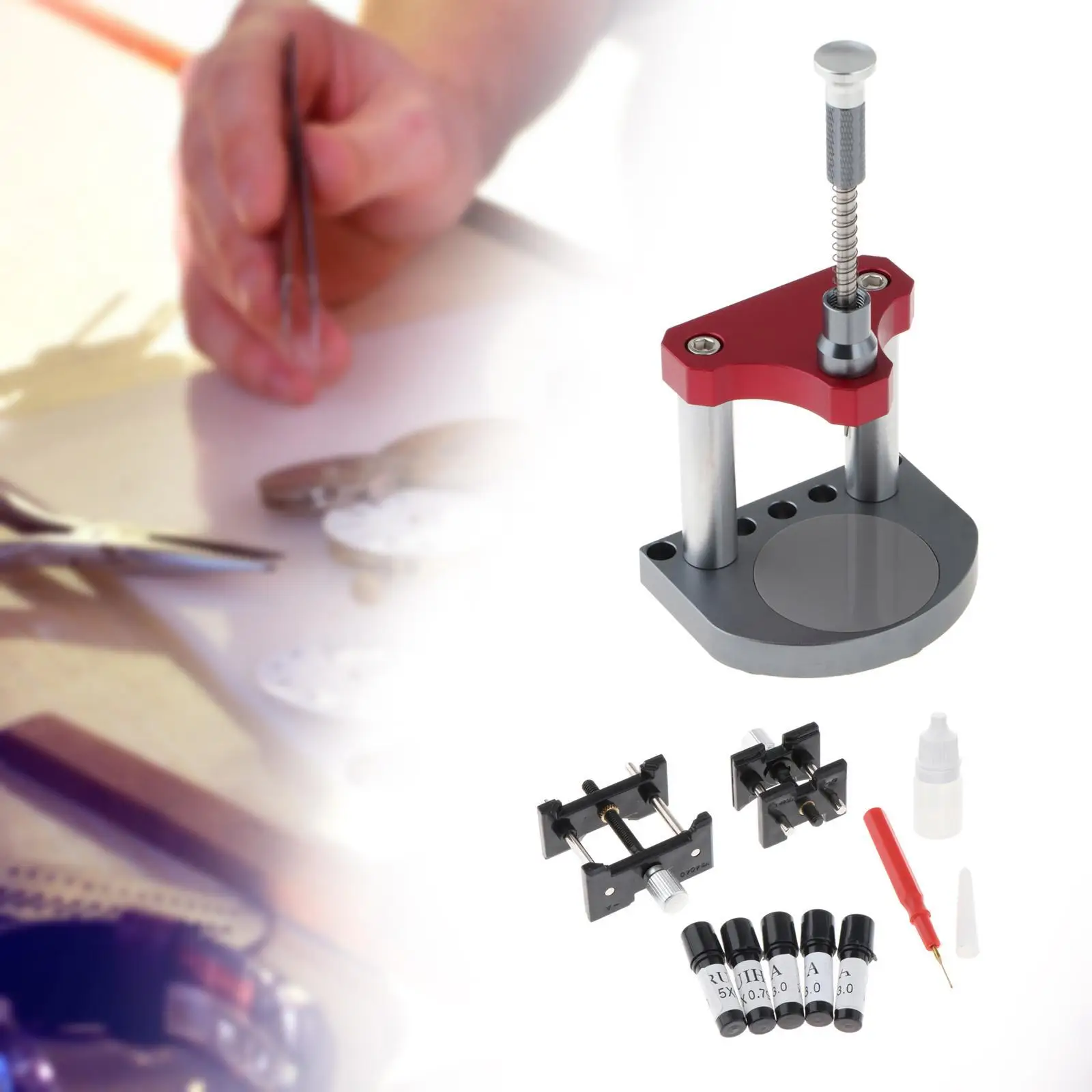 

Watch Face Feet Repair Tool Kit Fine Workmanship 8.3x6.8x18cm for Jewelers Wear
