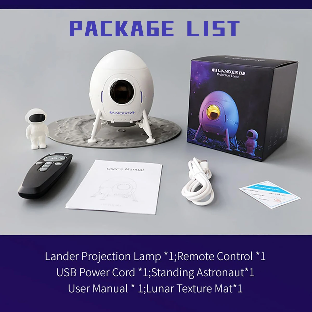 Space Lander Astronaut Galaxy Light Projector Spacecraft Night Light For Bedroom Room Decor Or Chritmas Gift Color Adjustable
