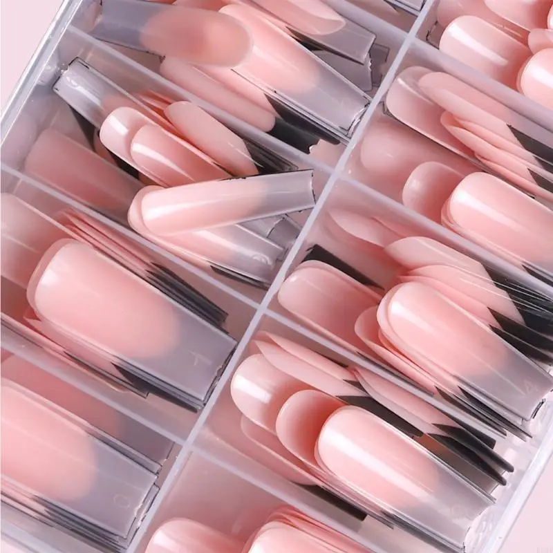 

R3MF 360x Full Cover False Nails Long False Nails French Black Tip Press On Nails