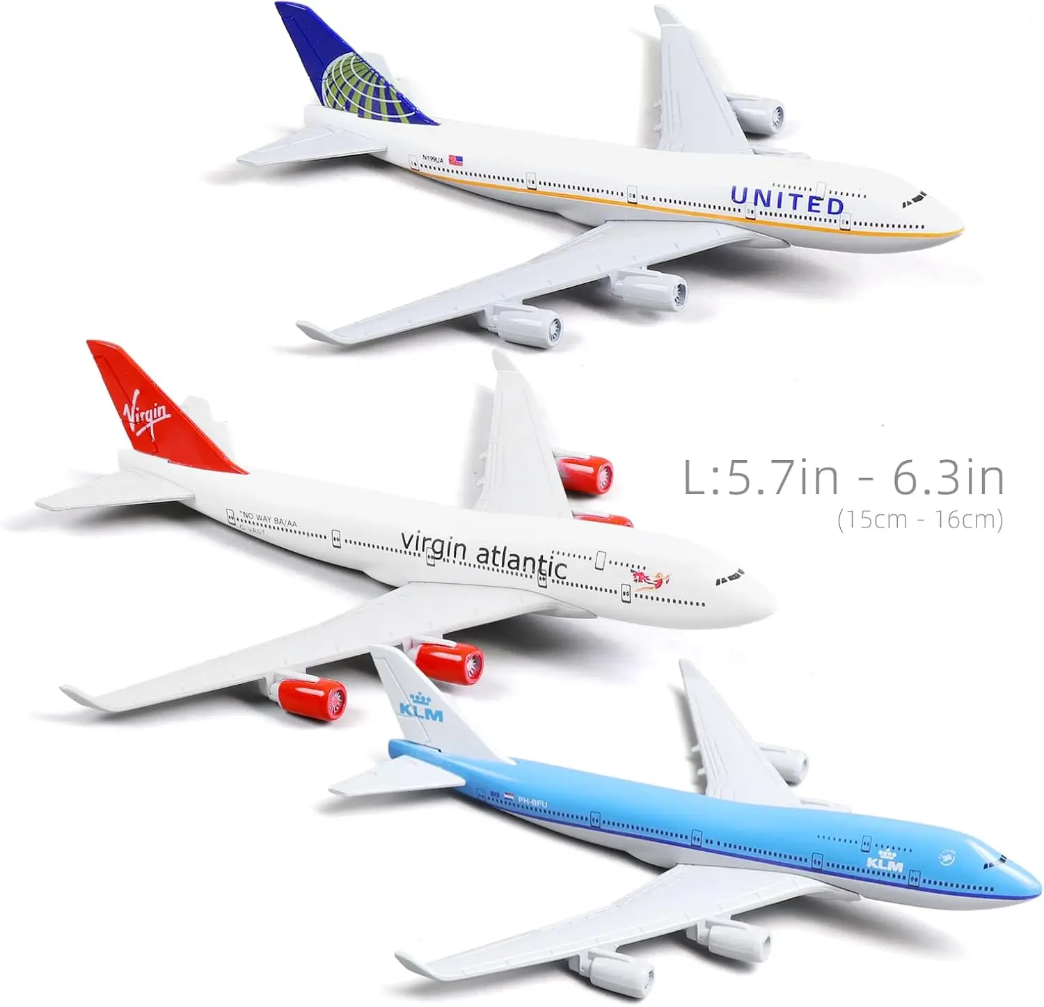 1/400 16cm B747 Airplane Model with Stand United & KLM & VAA 3-Piece Alloy Plane Model For Display Collection or Toy Gift view 6
