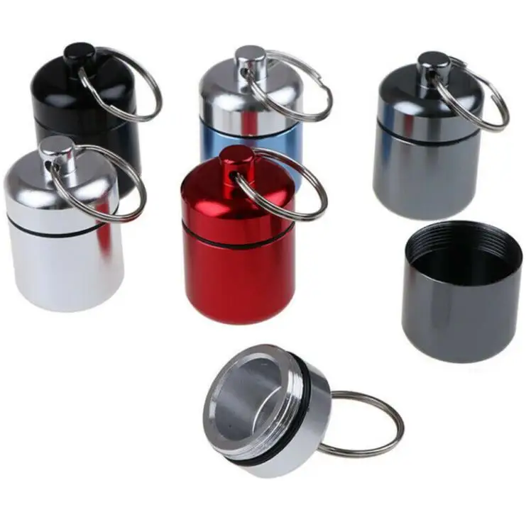 Mini Portable Aluminium Pill Case Keychain Outdoor Pocket Pill Box Container Carry Bottle Case Earplugs Box  SN4405