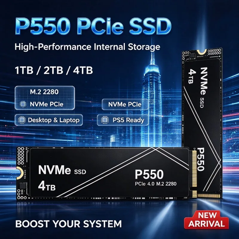 P550 PCIe Gen NVMe SSD 1TB/2TB/4TB, 7100MB/s Max Seq Read, Internal Drive for Gaming Laptops and Desktop Computers PCIe 4.0 SSD.