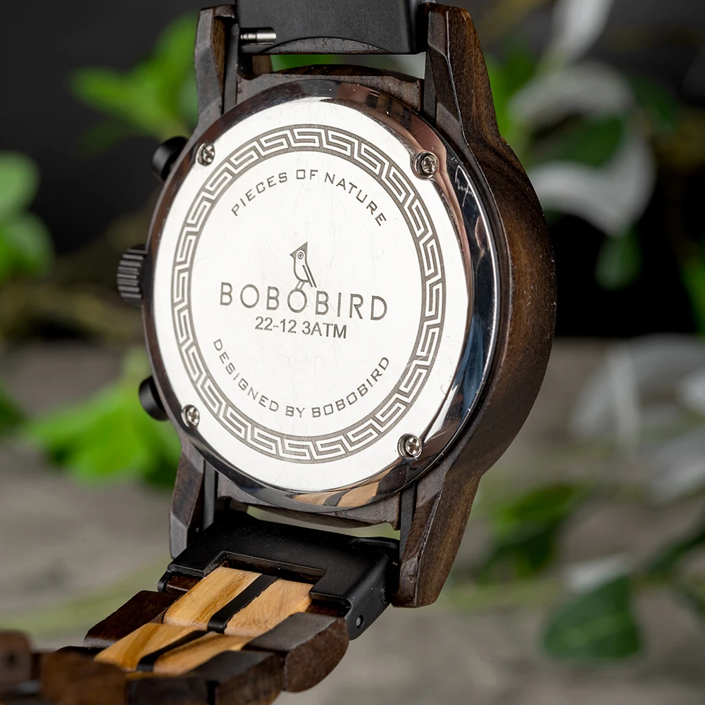 BOBO BIRD – montre-bracelet en bois pour homme, marque de luxe multifonctionnelle, à Quartz, Tigerwood, pour la fête des pères, 2023