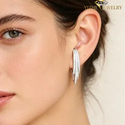 SILVER Color Micro Pave CZ Earring New Design Long Top Bottom Ear Studs Copper Lead Nickel Free Dazzling Chic Earrings