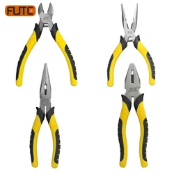 FUTE Handle Electrician Wire Pliers 8/6-in Cutter Crimping Pliers Multifunctional Hardware Hand Tools Stripping Pliers Household