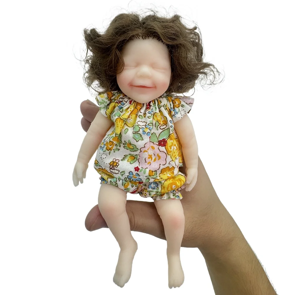 Full Body Soft Silicone Reborn Baby Doll, Realista Mini Boneca Recém-nascida, Presentes para Crianças, 16cm