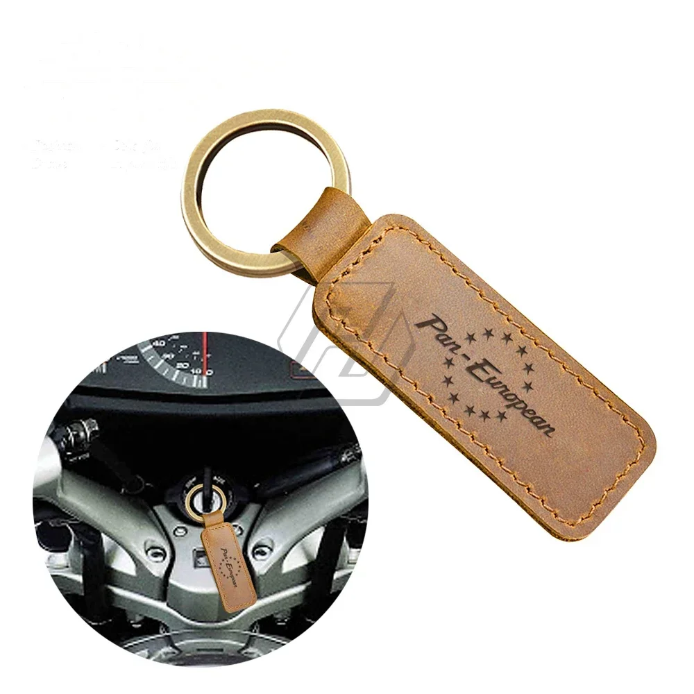 For Honda ST1100 ST1300 Pan European Keyring Motorcycle Cowhide Keychain Key Ring