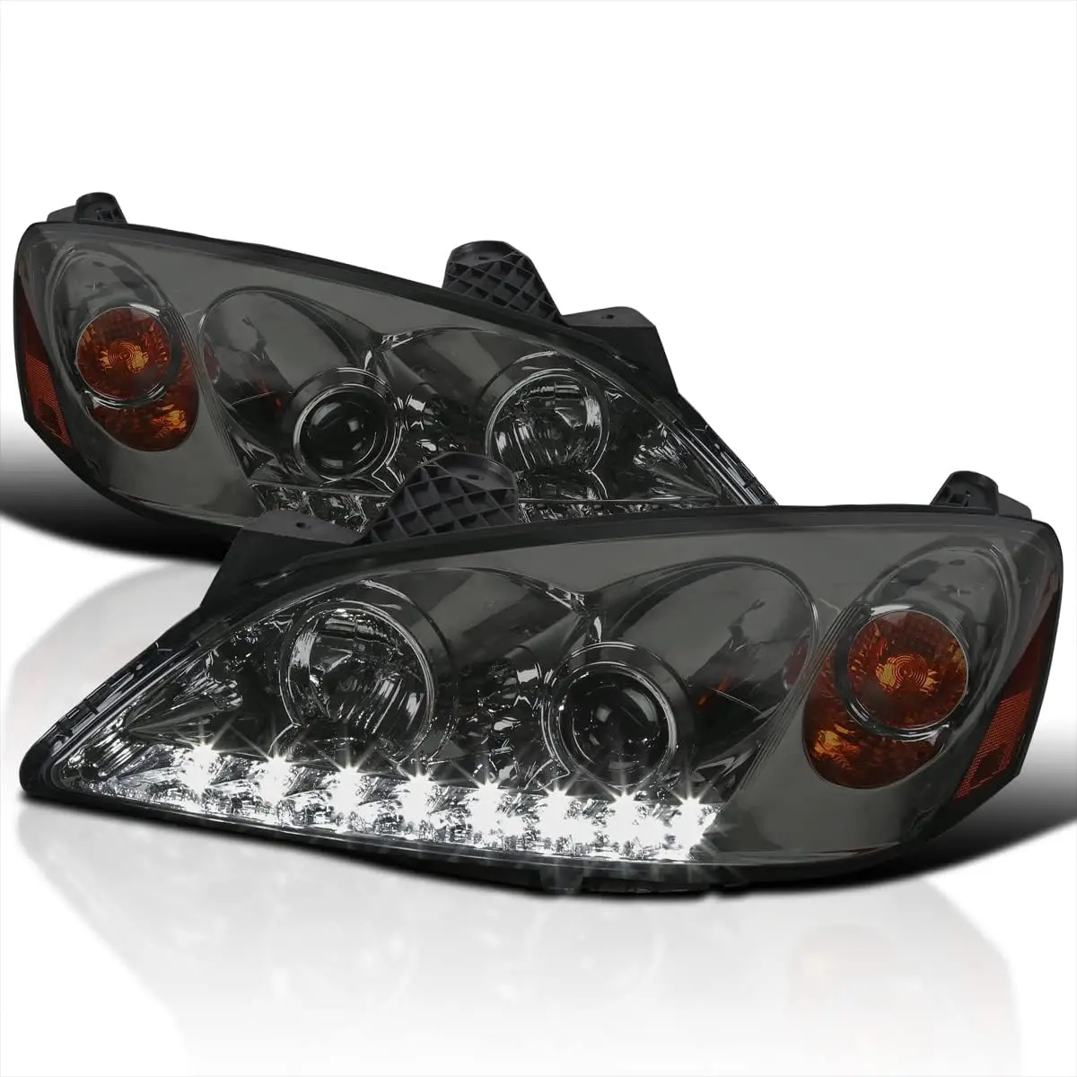 

Chrome Housing Led Projector Headlights Smoke Compatible with Pontiac G6 2005-2010 L+R Pair Head Light Lamp Assembly