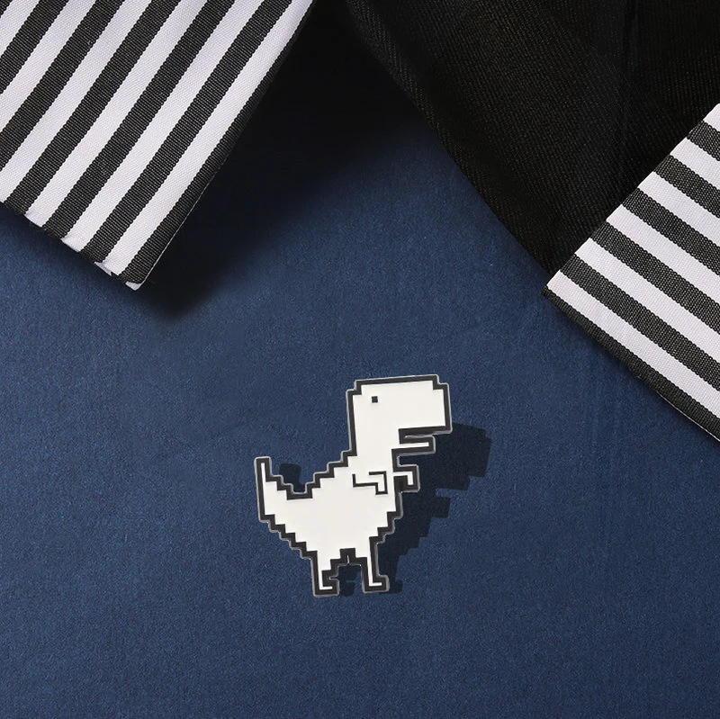 Pine Bag Clothes Lapel Pins Simple Jewelry Gift for Kid Friend Tyrannosaurus Rex Enamel Brooch Custom Cute White Dinosaur