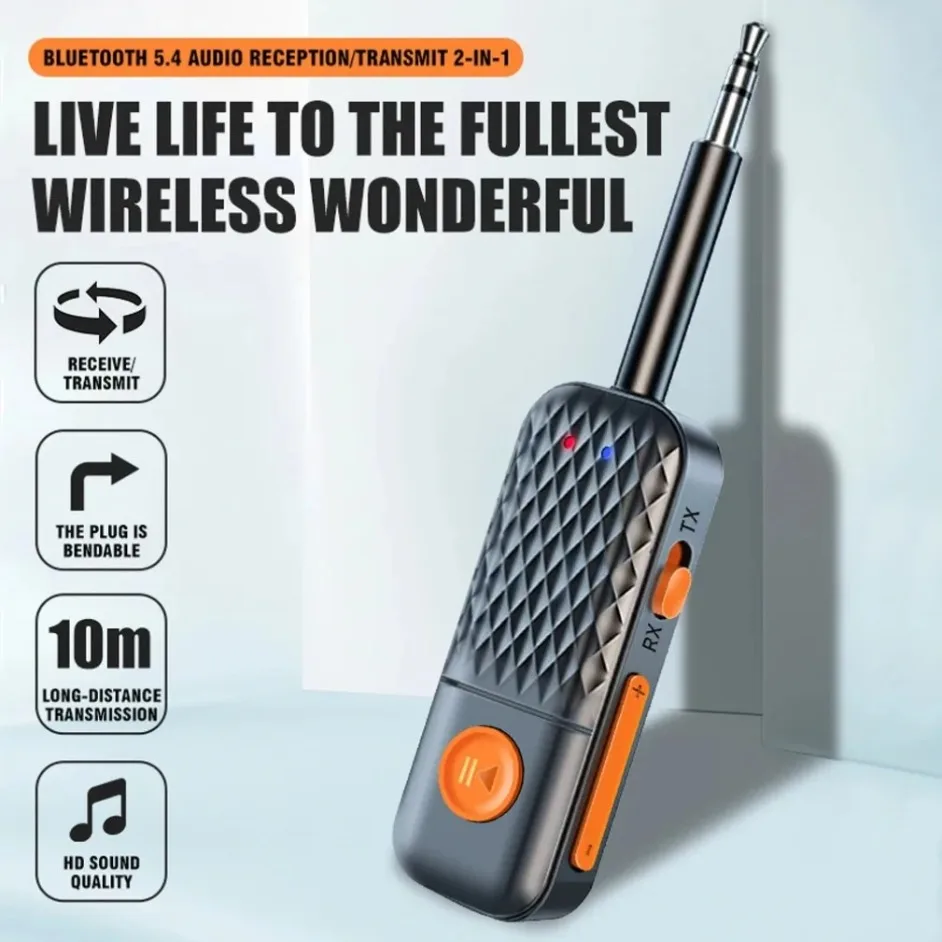 Muzisn 2in1 Bluetooth 5.4 Penerima Pemancar Adaptor Nirkabel Jack 3.5mm Untuk Mobil Penerima Audio Musik Aux Headphone Handsfree