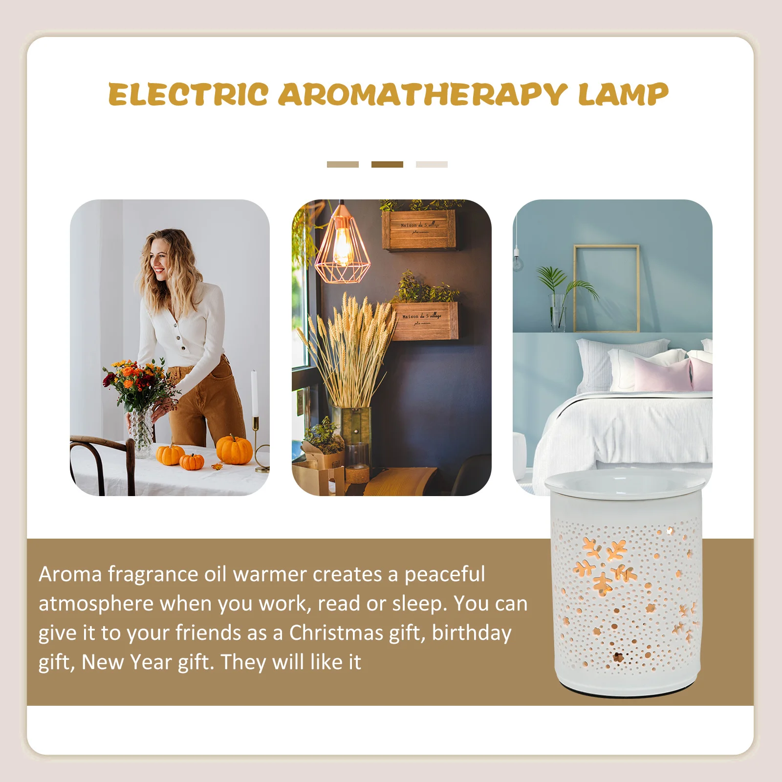 

Electric Aroma Oil Lamp Hollow Round Shape Night Light For Aromatherapy Air Freshener Household Fragrance Burner Plug-In