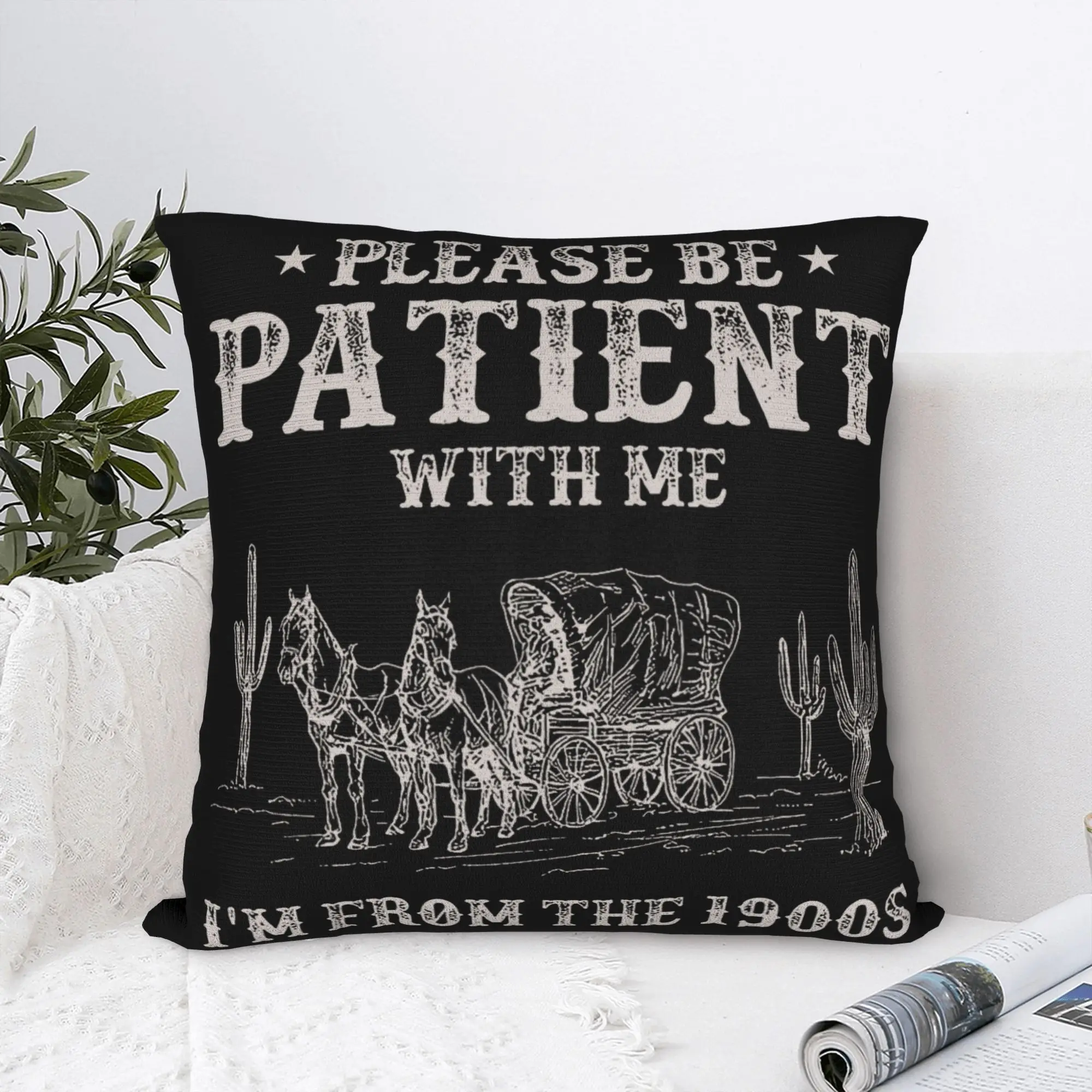Please Be Patient Born in 1900s Pillowcase Soft Fabric Cushion Cover Decorations Humor Funny Throw Pillow Case Cover Car Square