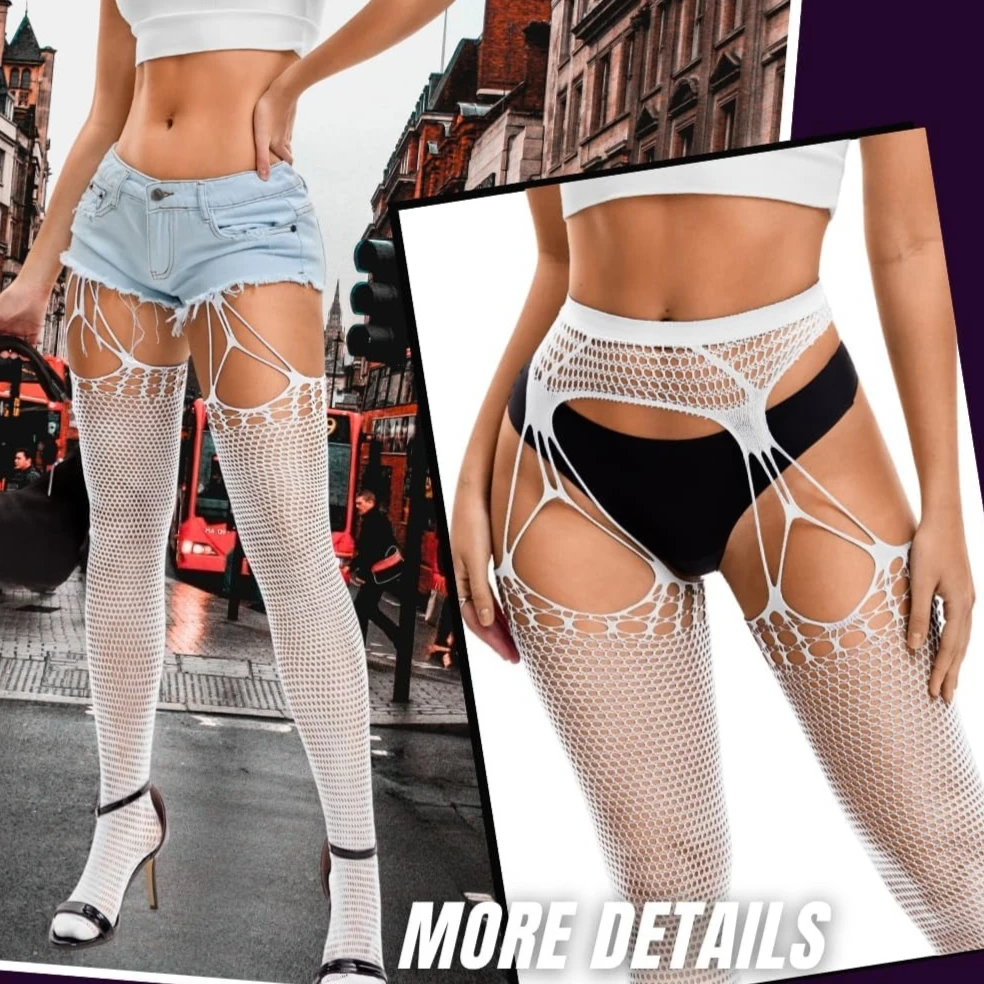 

Matching Hosiery Erotic Suspender Socks for Women Sexy European American Goddess Pantyhose Autumn Winter Black White Net Tights
