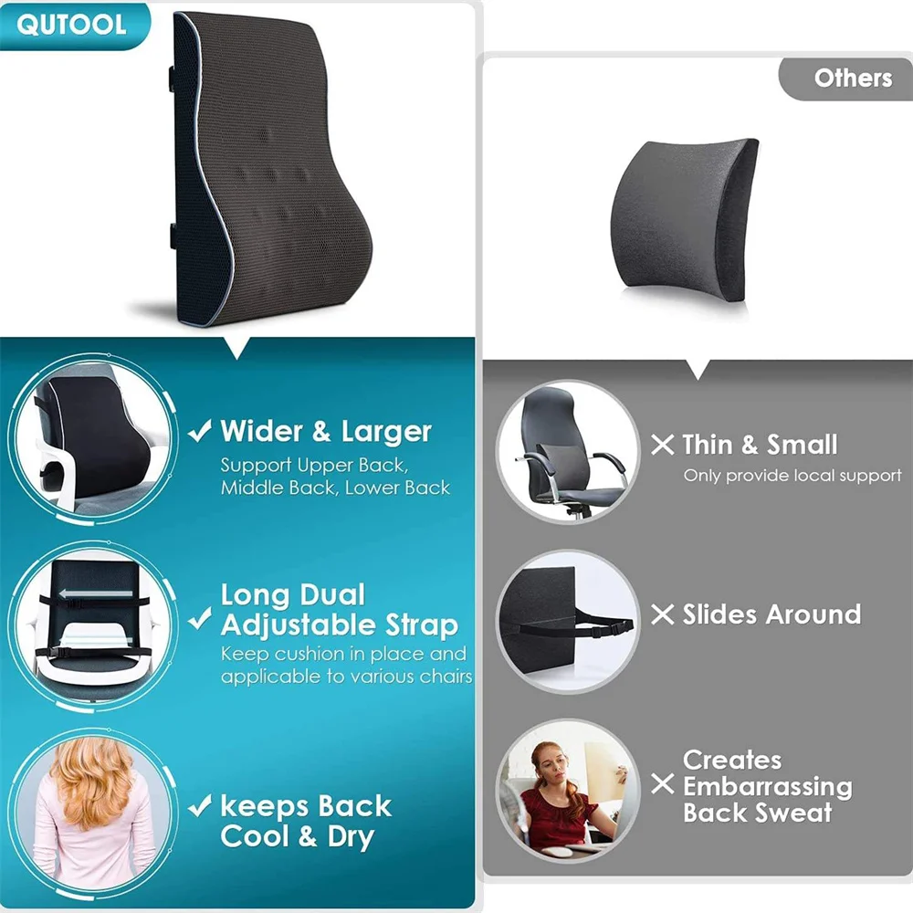 Universal Car Seat Lumbar Cushion Soft Support Pillow Memory Foam To Relieve Back Pain Cushion Suitable For Office Home Car