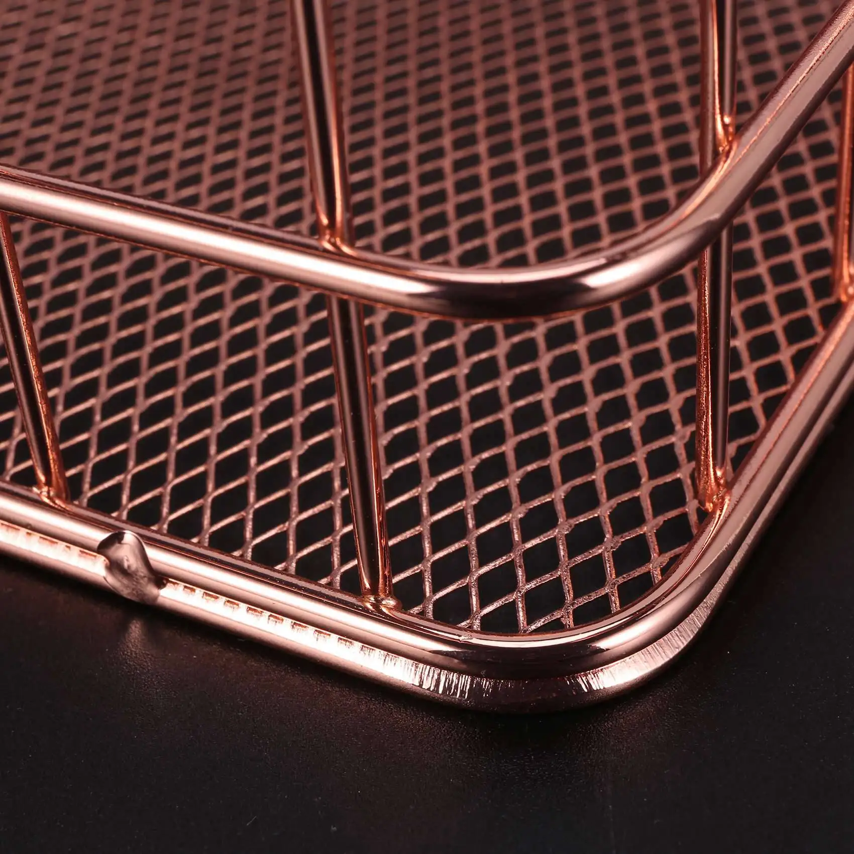 WORTHOWN-2X Aufbewahrungskorb aus Metalldraht, Badezimmerregale, Make-up-Organizer, Roségold, Pinsel, Stifthalter, Drahtgeflecht, Badezimmer-Toilettenartikel