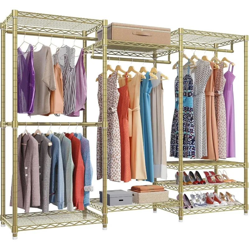 

V5 Portable Closet Wardrobe Heavy Duty Clothes Rack, Freestanding Metal Clothing Rack Custom Closet Rack