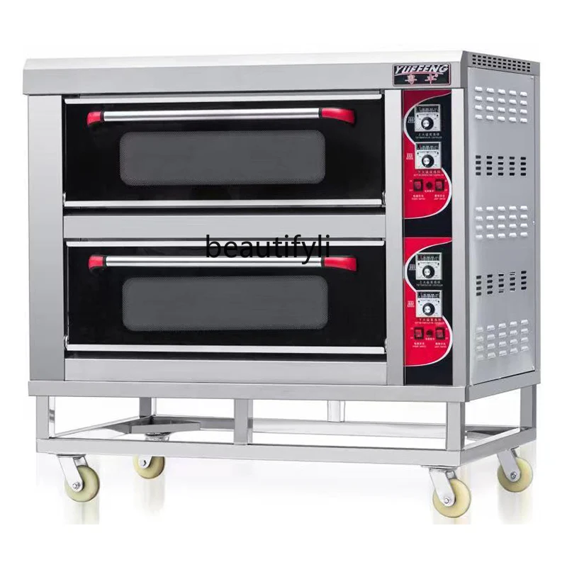 Commercial large-capacity large-scale one-layer two-plate double-layer baking cake pizza moon cake electric oven