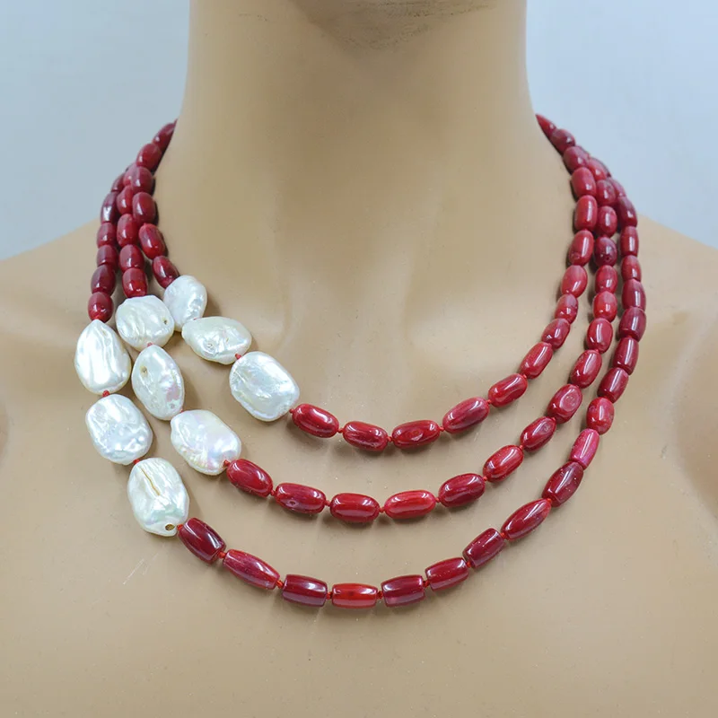 

Natural Coral/Pearl Handmade Earrings, Bracelets, Necklace Set, Fashion India/Africa Nigeria Wedding Jewelry