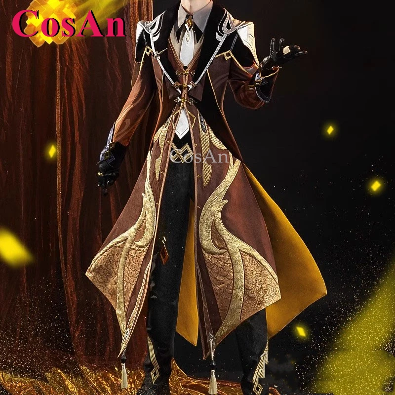 CosAn Anime Game Genshin Impact Zhongli Cosplay Costumes Morax Handsome Combat Uniform Men Halloween Party Role Play Clothing